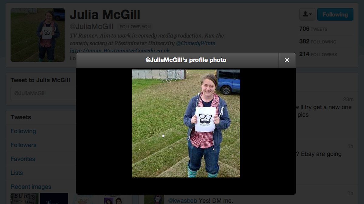 Julia McGill på Twitter.